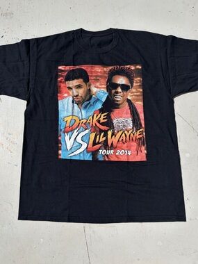 Men's Lil Wayne T-Shirt Black Drake Tour L NO SIZE 2014 Rap Hip Hop Miami City